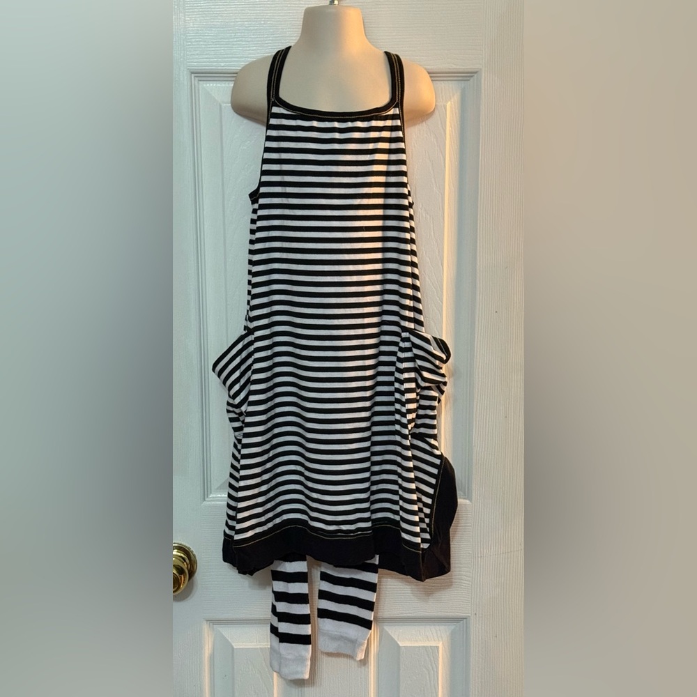 Luna Luna Copenhagen Black striped dress w footless tights Sz 12